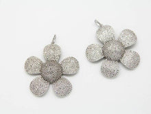 Load image into Gallery viewer, 58mm CZ Micro Pave Large Flower Pendant, Cubic Zirconia Pave Mega Floral Pendant, sku#F355C