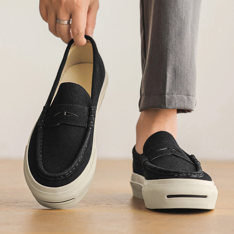 Men's Suede Tassel Loafers - Chunky Sole Slip-On Casual Shoes