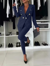 Load image into Gallery viewer, Lapel Button-Down Jacket &amp; Slim-Fit Trousers Suit – 15 Colors XS–XXL