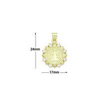 Load image into Gallery viewer, CZ Gold Saint Flower Coin Charm Pendant, Sku#LK1184