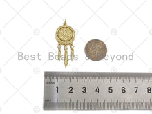 Load image into Gallery viewer, CZ Micro Pave Disc With Feather Shape Pendant Charm,Sku#F1357C