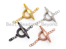 Load image into Gallery viewer, CZ Rhinestone Micro Pave Toggle Clasp,Silver/Gold/Rose Gold/Gunmental Plated, Enhancer Clasp, 26x14mm, 1set, SKU#K64