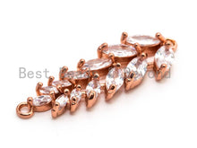 Load image into Gallery viewer, CZ Micro Pave Long Floral Shaped Connector for Bracelet/Necklace, Micro paved Wedding jewelry Findings, Bridal Jewelry  11x33mm,sku#A65