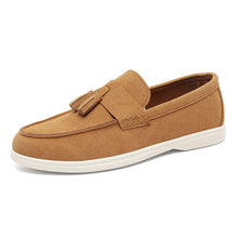 Load image into Gallery viewer, Men's Suede Slip-On Loafers with Tassel Detail - Business Casual Pointed Toe Shoes