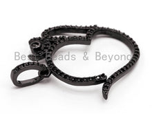 Load image into Gallery viewer, Black CZ Pave On Black Ohm Charm,Ohm Yoga Pendant Beads, Pave OM Charm, CZ Ohm Charm 28x28mm, sku#F383