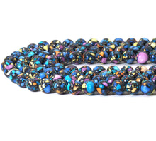 Load image into Gallery viewer, Blue Orange Yellow Black Imperial Jasper Round Smooth Beads, 10mm, Sku#U1491