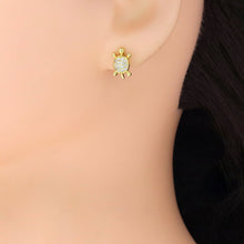 Load image into Gallery viewer, Gold Silver CZ Cute Turtle Stud Earrings, Sku#A296