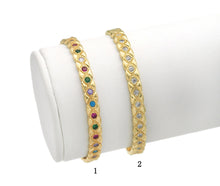 Load image into Gallery viewer, Thin Band Rainbow Clear CZ Pave Bracelet, Sku#LD373
