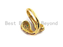 Load image into Gallery viewer, Colorful CZ Micro Pave Two Heads Snake Wrap Spiral Ring, Cubic Zirconia Gold Ring, Adjustable Ring, Open Ring 15x23x17mm,sku#X67