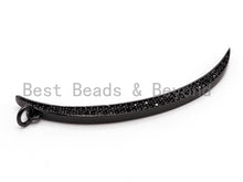 Load image into Gallery viewer, Black CZ Pave On Black Micro Pave Moon Shape Charm Beads, Cubic Zirconia Pendant,3x49mm, sku#F394