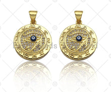 Load image into Gallery viewer, 18k Dainty Gold Enamel Evil Eye On Round Coin Shape Charms, Dainty Charms, Gold Pendant, Necklace Charms, 18x20mm, Sku#LK169