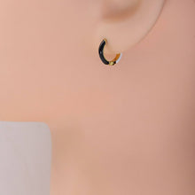 Load image into Gallery viewer, Black White Dual color Everyday Hoop Earrings, Sku#A164