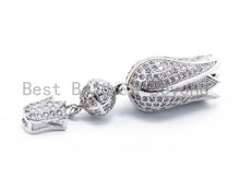 Load image into Gallery viewer, CZ Micro Pave Tulip Flower Pendant, Pave Tulip charm, Flower Tassel, 11x40mm, sku#L128
