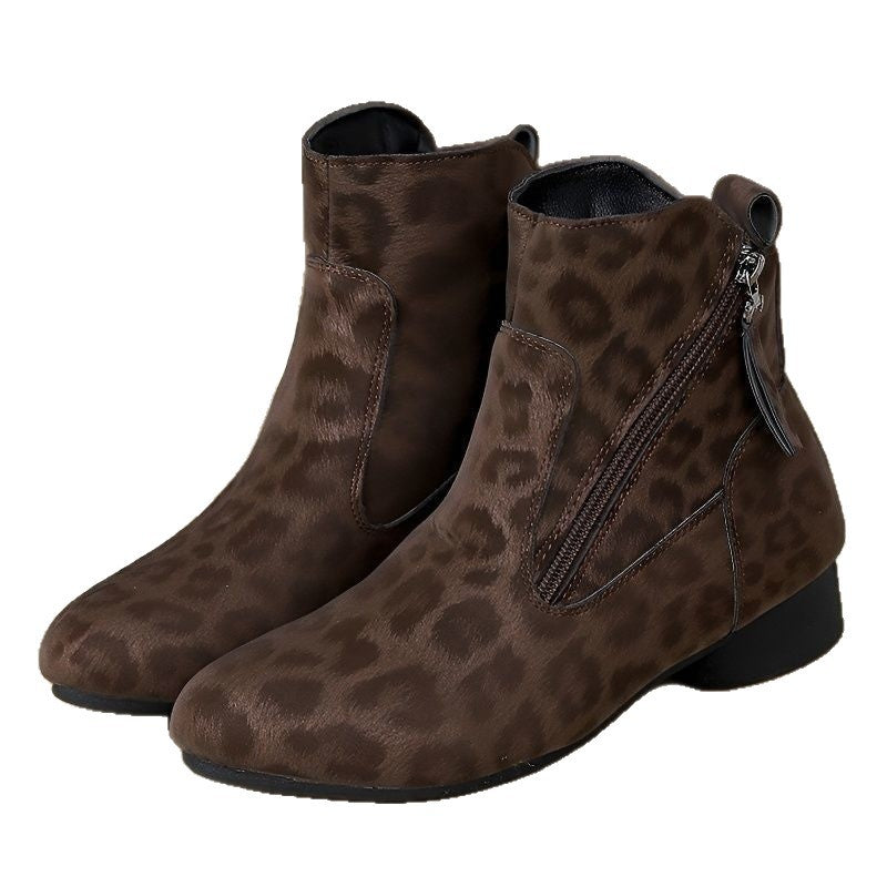 Women's Retro Suede Martin Boots - High-Top Ankle Boots with Flat Heel