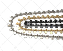 Load image into Gallery viewer, High Quality 3mm Sequin Disc Chain, 18K Real Gold Plated Round Disc Circle Chain, Gold Round Circle Disc Chain, Bulk Wholesale, SKU#M308