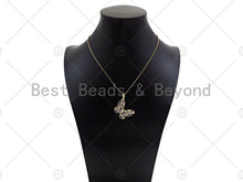 Load image into Gallery viewer, Gold Filled Baguette CZ Micro Pave Butterfly Shape Pendant, 18K Gold Filled Butterfly Charm, Necklace Bracelet Pendant,29x25mm,Sku#LD96C