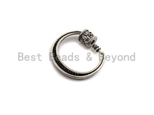 Load image into Gallery viewer, Fully Clear CZ Micro pave Crescent D Shape Clasp, CZ Pave D Clasp, Antique Silver Carabiner Clasp, 24x25mm, sku#H182
