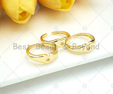 Load image into Gallery viewer, Gold Heart Star Signet Adjustable Ring, Sku#X185
