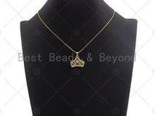 Load image into Gallery viewer, 18K Gold Micro CZ Pave Crown Pendant, Gold Crown Charm, Queen Crown Beads, Jewelry Findings, 20x24mm,sku#LK43