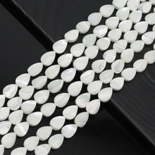 Load image into Gallery viewer, Flat Teardrop White Mother of Pearl Beads, Sku#T167