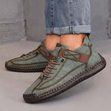 Load image into Gallery viewer, Hand-Stitched Leather Boots for Men &amp; Women - Casual Outdoor Lace-Up Boots with Rubber Sole