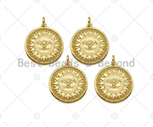Load image into Gallery viewer, 18K Dainty GoldSun Face On Round Coin Shape Pendant/Charm,Gold Medallion Charm, Necklace Bracelet Charm Pendant,22x20mm, Sku#LK230