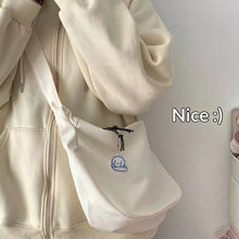 Load image into Gallery viewer, Women's Waffle Weave Shoulder &amp; Crossbody Bag – Dumpling Shape with Puppy Charm
