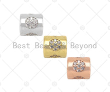 Load image into Gallery viewer, CZ Micro Pave Circle On Large Hole Tube Spacer Beads, Sku#C118