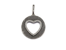 Load image into Gallery viewer, Antique Finish  CZ Micro Pave Hollow Out Heart Pendant, Silver Tone, 28x31mm,sku#F991C