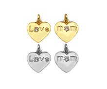 Load image into Gallery viewer, Love/Mom Word On Heart Shape Pendant18K Dainty Gold Medallio