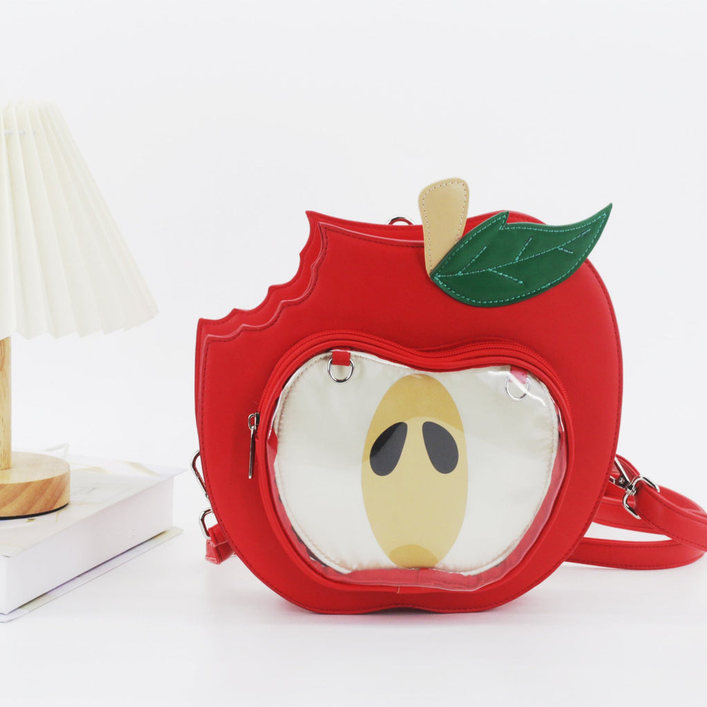 Apple-Themed PU Crossbody Bag for Women – Cute Mini Shoulder Bag for School & Daily Commute | Red & Green