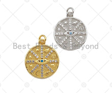 Load image into Gallery viewer, 18K Gold Evil Eye Round Coin Charms, Gold Evil Eye Charm, Protection Charm, Medallion Charm, Elephant medallion,15mm, Sku#LK188