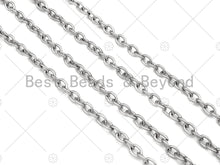Load image into Gallery viewer, 6x8mm Quality Stainless Steel Oval Link Chain by Yard, Texturized Oval Chain, Silver Unfinished Jewelry Chains, Wholesale Chain, sku#A100