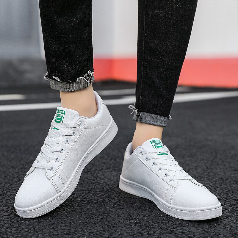 Men's Minimalist Casual White Sneakers - Breathable Flat Heel Shoes