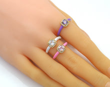 Load image into Gallery viewer, Thin Enamel Ring with Square Diamond Ring, Sku#X373