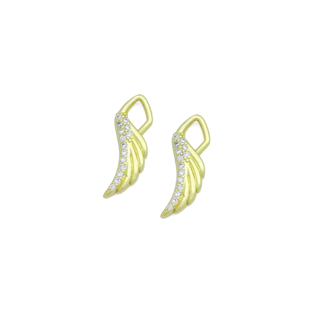 Clear CZ Gold wing Charm Pendant,Sku#LK1185
