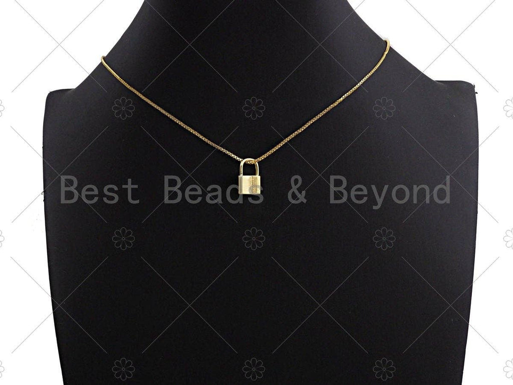 18k Shiny Gold Padlock Charms, Dainty Lock Charms, Padlock Pendant, Gold Charm, Gold Pendant, Padlock Necklace Charms, 10x15mm, Sku#LK06