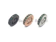 Load image into Gallery viewer, Green CZ Micro Pave Round Wheel Spacer Beads, Cubic Zirconia Spacer beads, Bracelet Spacers, 8mm/10mm,sku#C109