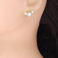 Load image into Gallery viewer, White Pearl Gold Bowknot Star Fish Stud Earring,Sku#LD747