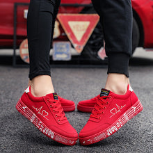 Load image into Gallery viewer, Love Print Canvas Shoes | Unisex Lace-Up Flats Casual Sneakers