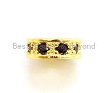 Load image into Gallery viewer, CZ Black Micro Pave Cylinder Spacer Beads, Cubic Zirconia Space Beads, Men's Jewelry Beads, Large hole Beads, 7x2.5mm, sku#G78