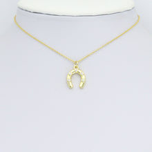 Load image into Gallery viewer, Clear CZ Gold U Shape horseshoe Charm Pendant,Sku#LD717