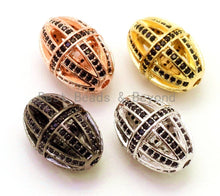 Load image into Gallery viewer, CZ Micro Pave Oval Cage Spacer Beads for Bracelet/Necklace, Black Cubic Zirconia Beads Pave, Men's Jewelry Making, 17x12mm,sku#G57