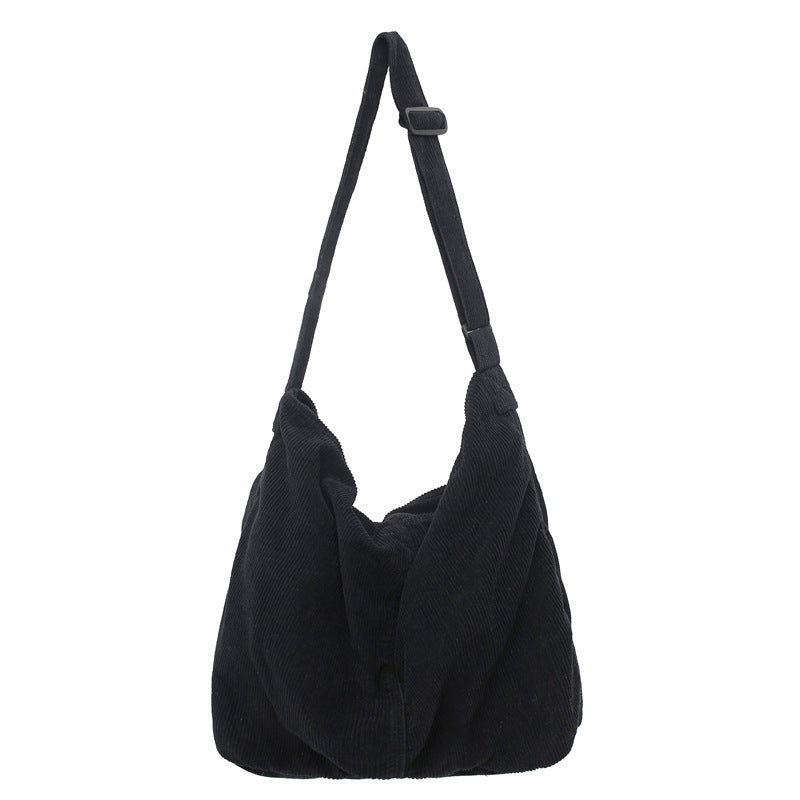Corduroy Crossbody Bag – Spacious Retro Shoulder Bag for Women | Casual Minimalist Style