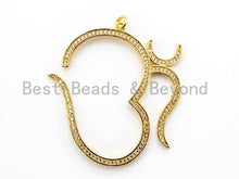 Load image into Gallery viewer, CZ Micro Pave Large Om Pendant, 42x46mm, Ohm Yoga Pendant Beads, Pave OM Charm, SKU#F382