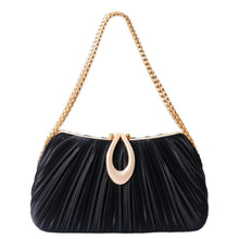 Load image into Gallery viewer, Satin Pleated Evening Bag for Women – Elegant Clutch Purse | Apricot &amp; Black