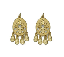 Load image into Gallery viewer, Gold CZ Flower On Oval With Teardrop Charm, Sku#JL124