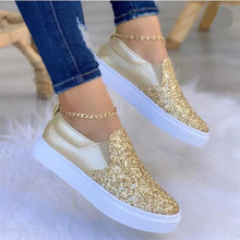Load image into Gallery viewer, Women's Sequin Platform Slip-On Flats | Sparkle Round Toe Shoes