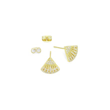 Load image into Gallery viewer, Clear CZ Fan Shape Stud Earrings, Sku#A417