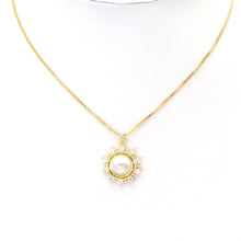 Load image into Gallery viewer, Clear CZ Gold Pearl Flower Charm, Sku#LK817